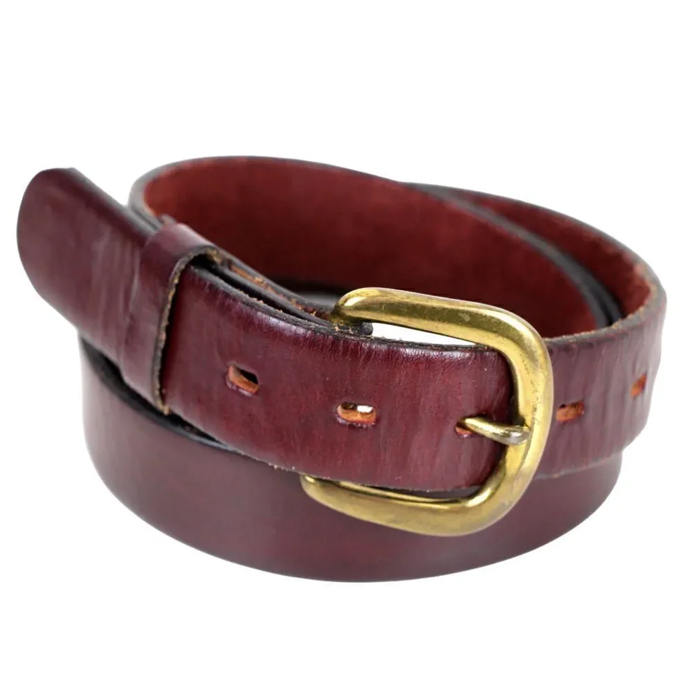 VTG DRUM DYED BROWN GENUINE LEATHER 1 1/4